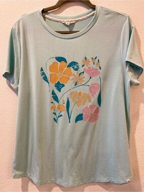 Women's Marika Light Blue Floral Graphic Tee